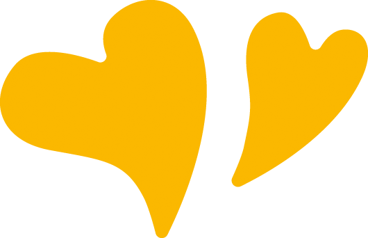 två gula hjärtan mot vit bakgrund